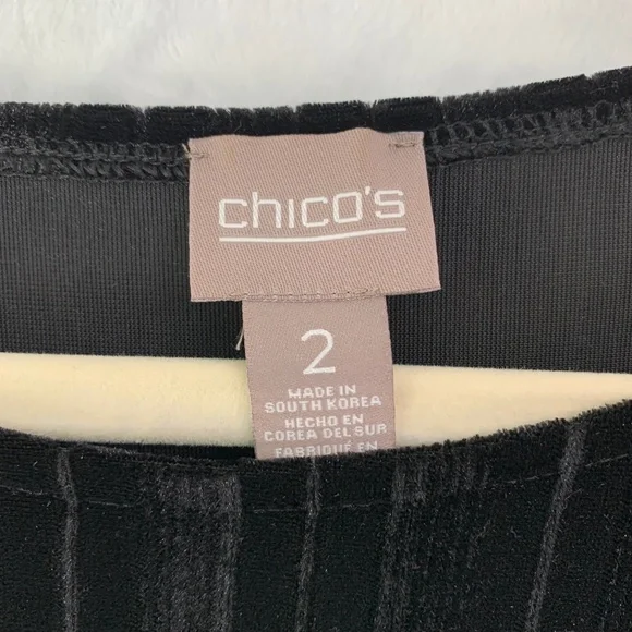 Chico's Velvet Embroidered Hem Shift Dress Black Sz Large - Picture 7 of 11